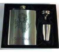 hf12 scottish thistle 7oZ Hip Flask with 4 cups can be Personalised Engraved Free