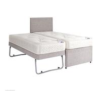 Hf4you Pine Master Chenille Open Sprung Deep Quilted Guest Bed - 3FT Single - Charcoal - Matching Headboard