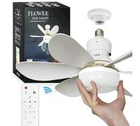 HFAN Ceiling Fans with Lights, E27 40W 20.5inch Small Ceiling Fan with Light RC Timing, 3 Speeds 3 Colors (3000-6500K) LED Ceiling Light, Modern Fan Lamp for Bedroom Living Room