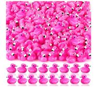 HFAYDZSW 100Pcs Mini Resin Flamingo Ducks, Flamingo Tiny Ducks, Cute Flamingo Figurines for Cake Topper Garden Dollhouse Landscape Aquarium Ornaments DIY Crafts