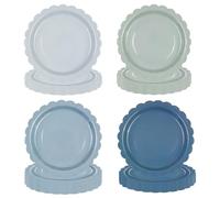 HFBOBP 48Pcs Dusty Blue Paper Plates,7 Inch Gradient Light Scalloped Dessert Plates Tableware Supplies for Birthday Garden Party Afternoon Tea Wedding