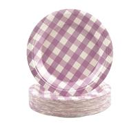 HFBOBP 50Pcs Gingham Paper Plates, 7 inch Pink Checked Dessert Cake Plates Plaid Disposable Tableware Party Supplies for Picnic, Camping, Family Gathering, Baby Shower, Birthday, Bachelor Party