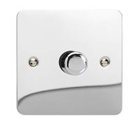 HFC3 - Varilight - Ultra Flat Plate - Polished Chrome - 1 Gang 400W Dimmer Push Switch