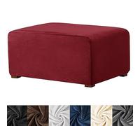 HFCNMY Ottoman Cover Rectangle,Stretch Velvet Slipcovers Rectangle Thick Covers Slipcover for Ottomans Soft Foot Stool with Elastic Bottom Red Large (ASMFDT20230725-20)