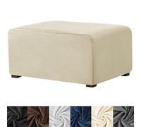 HFCNMY Ottoman Cover Rectangle,Stretch Velvet Slipcovers Rectangle Thick Covers Slipcover for Ottomans Soft Foot Stool with Elastic Bottom Beige Medium (ASMFDT20230725-7)