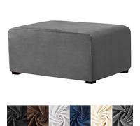 HFCNMY Ottoman Cover Rectangle,Stretch Velvet Slipcovers Rectangle Thick Covers Slipcover for Ottomans Soft Foot Stool with Elastic Bottom Dark Gray Medium (ASMFDT20230725-10)