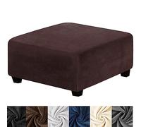HFCNMY Stretch Velvet Ottoman Cover - Thick Washable Slipcover With Elastic Bottom for Square Storage Ottoman, Foot Stool in Living Room