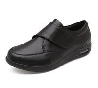 HFCY Diabetic Shoes for Men Extra Wide Fit Leather Shoes Casual Walking Shoes Extra Wide Shoes for Swollen Feet Arthritis Edema Swollen,Black-EU40/250mm