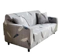 hfdch Sofa Cover 3 Seater Gray Feathers Sofa Cover 3 Seater Covers Armchair Couch Stretch Sofa Slipcovers Universal Couch Cover 1-Piece Washable Non-Slip Pattern Spandex Polyester