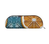 Hfderw Half Round Storage Bag Leather Zipper Stereo Pencil Case Portable Pen Bag Cosmetic Bag Storage Bag Silver One Size Art Deco, silver, standard size, Art Deco