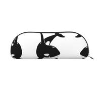 Hfderw Leather Semi-Circular Storage Bag Leather Zipper Stereo Pencil Case Portable Pencil Bag Pen Bag Cosmetic Bag Storage Bag, Silver, One Size, Art Deco
