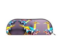 Hfderw Leather Semi-Circular Storage Bag Leather Zipper Stereo Pencil Case Portable Pencil Bag Pen Bag Cosmetic Bag Storage Bag, Silver, One Size, Art Deco