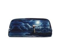 Hfderw Leather Zipper Stereo Pencil Case Portable Pencil Bag Pen Bag Cosmetic Bag Storage Bag, Gold, One Size, Art Deco