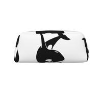 Hfderw Leather Zipper Stereo Pencil Case Portable Pencil Bag Pen Bag Cosmetic Bag Storage Bag, Silver, One Size, Art Deco
