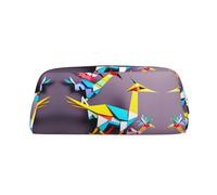 Hfderw Leather Zipper Stereo Pencil Case Portable Pencil Bag Pen Bag Cosmetic Bag Storage Bag, Silver, One Size, Art Deco