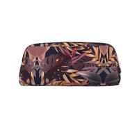 Hfderw Leather Zipper Stereo Pencil Case Portable Pencil Bag Pen Bag Cosmetic Bag Storage Bag, Silver, One Size, Art Deco