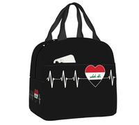 HFDGFJKKL Backpack Custom Iraqi Heartbeat Iraq Flag Insulated Lunch for Women Resuable Thermal Cooler Lunch Box Picnic Travel Halloween and Christmas Gifts