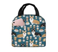 HFDGFJKKL Backpack Lunch for Men Women Corgi Coffees Thermal Cooler Waterproof Picnic Pet Dog Kawaii Polyester Lunch Box Food Storage s Halloween and Christmas Gifts