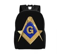 HFDGFJKKL Backpack Personalized Freemason Gold Square Masonic Women Men Fashion Book for School College Festival gift