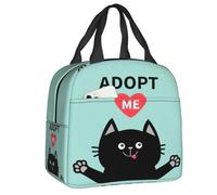 HFDGFJKKL Lunch Bags Custom Cute Adopt Me Black Thermal Insulated Women Kitten Container for Outdoor Picnic Storage Food Box Halloween and Christmas gifts