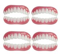HFDHD Dentures Cosmetic Teeth Natural Tone Instant Veneers Silicone Tooth Whitening Temporary Prosthesis Teeth Top Bottom Detachable False Teeth Men and Women For Bad Teeth Broken Teeth,4pairs