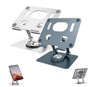 HFDHD Rotiva Rotating Stand for Laptop,3 in 1 Portable Adjustable 360° Rotating Base,Foldable Laptop Stand for Tablets,Laptops and Phones (Silver+Gray)
