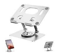HFDHD Rotiva Rotating Stand for Laptop,3 in 1 Portable Adjustable 360° Rotating Base,Foldable Laptop Stand for Tablets,Laptops and Phones (Silver)