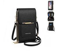 HFDHD Touchscreen Phone Crossbody Bag,PU Leather Anti-Theft Cell Phone Wallet with Clear Window Small Travel Bag (Black)