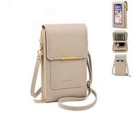 HFDHD Touchscreen Phone Crossbody Bag,PU Leather Anti-Theft Cell Phone Wallet with Clear Window Small Travel Bag (Gray)