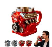 HFDHD V8 Engine Theme 3D Ceramic Coffee Mug,Personalized Double Wall 3D Insulation Car Mug,Creative Coffee Cup for Car Lovers Gifts (A)