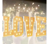 HFDJRWK Giant Neon “Love” Led Letters, Decorative Letter Lights, Battery-powered Led Letter Signs, Suitable for Engagement, Anniversary, and Wedding Decorations(100cm)