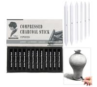 HFDONGL 12 Pieces Charcoal Sticks Charcoal Pencils Graphite Stick with 6 Pcs Blending Stumps Compressed Charcoal Pencils for Artists for DIY Drawing Sketching (4 Soft + 4 Medium + 4 Hard)