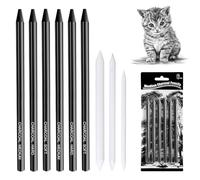 HFDONGL 6 Pieces Charcoal Pencils Charcoal Sticks Graphite Stick with 3 Pcs Blending Stumps Compressed Charcoal Pencils for Artists for DIY Drawing Sketching (2 Soft + 2 Medium + 2 Hard)