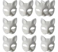 hfdsythgd 6PCS Fox Cat Mask Japanese Style Anime Half Face Cat Mask Hand-Paintable Anime Kids Adults DIY Painted Masks Cosplay Halloween Masquerade Carnival DIY Painted Blank Face Mask