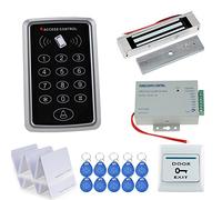 HFeng Full Set Door Access Control System Kit RFID Controller Keypad 125KHz Reader with Power Supply + 180KG Electric Magnetic Lock Waterproof+20pcs Key cards Gate Opener