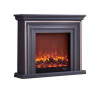 HFERTSCN Home Modern Premium Grey Electric Fireplace with Oak Mantel, 47.2" Freestanding Decorative Fireplace, 2 Brightness Realistic Flame and Timer, Remote Control Decor FANDIAO