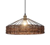HFERTSCN Rattan Ceiling Pendant Lighting Metal Basket Hanging Lampshade Fixture Weave Hanging Lamp For Restaurant Kitchen Island Living Room Dining Room FANDIAO