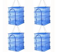 Hfgdnchva 4Pcs Foldable 4 Layers Drying Rack for Vegetable Fish Dishes Mesh Hanging Drying Net Hanging,Natural Way to Dry Food