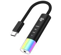 Hfgdnchva Type-C to 3.5mm Audio Adapter with RGB Modes and Memory | Memory function recalls last lighting and mode; RGB color and pulse effects tailor to your listening mood or gameplay.