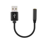 Hfgdnchva USB to 3.5mm Audio Cable USB A to 3.5mm Female External Stereo Sound Card Headphone Micphone Sound Adapter Black