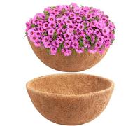 HFHOME 2 Pcs 40.5cm/16in Hanging Basket Liner, Round Coco Liner, Coco Fiber Replacement Liner, Planter Liner for Hanging Basket, Garden Flower Pots in the Balcony or Garden