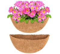 HFHOME 2 PCS 40.6cm/16in Dia Semicircle Wall Hanging Basket Coco Liner, Coco Fiber Replacement Liner, Semi-Round Planter Liner for Plants Wall Basket, Garden Flower Pots Indoor and Outdoor