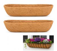 HFHOME 2Pcs 121.9cm/48in Curved Coco Replacement Liners, Large Molded Coco Coir Trough for Window Box Flower Baskets & Wall Trough