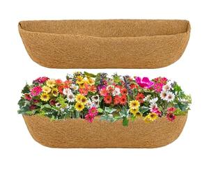 HFHOME 2Pcs 121.9cm/48in Curved Coco Replacement Liners, Large Molded Coco Coir Trough for Window Box Flower Baskets & Wall Trough