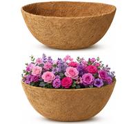 HFHOME 2Pcs 30.4cm/12in Coco Liner, Round Basket Liner for Hanging Planters, Eco-Friendly Coconut Fiber Replacement for Garden Flower Pots, Balcony & Outdoor Decor