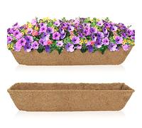 HFHOME 2Pcs 60.9cm/24in Trough Coconut Liners, Rectangle Wall Planter Liner, Coco Fiber Replacement for Window Box Wooden Planters & Fence Baskets