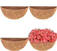 HFHOME 4 PCS 35.5cm/14in Half Round Coco Liner, Semi Circle Wall Planter Liner, Coco Fiber Replacement Liners for Wall Hanging Baskets, Window Boxes