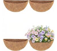 HFHOME 4 PCS 40.6cm/16in Dia Semicircle Wall Hanging Basket Coco Liner, Coco Fiber Replacement Liner, Semi-Round Planter Liner for Plants Wall Basket, Garden Flower Pots Indoor and Outdoor