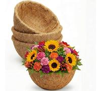 HFHOME 4Pcs 30.4cm/12in Coco Coir Hanging Basket Liners, Natural Planter Liners, Thick Round Coconut Fiber Replacement for Indoor Outdoor Garden Porch Balcony