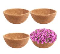 HFHOME 4Pcs Coco Coir Hanging Basket Liners, 40.5cm/16in Round Planter Liners, Thick Natural Coconut Fiber Replacement Liners for Hanging Basket Flowers Vegetables